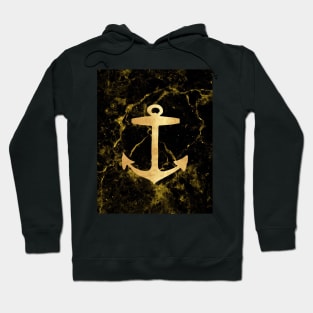 preppy minimalist coastal sailing black marble nautical anchor Hoodie